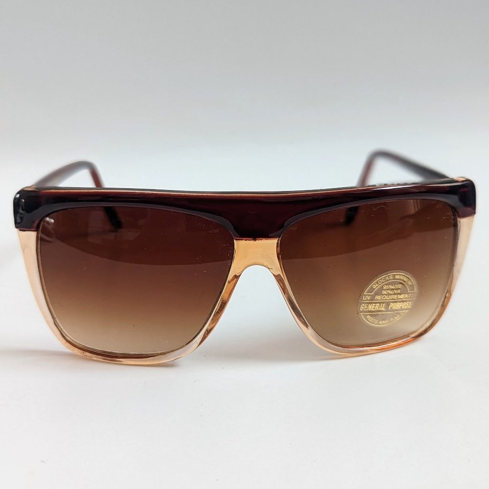NWT Vintage 80's Plastic Lady Fashion Sunglasses (2 Tone Crystal BRN)